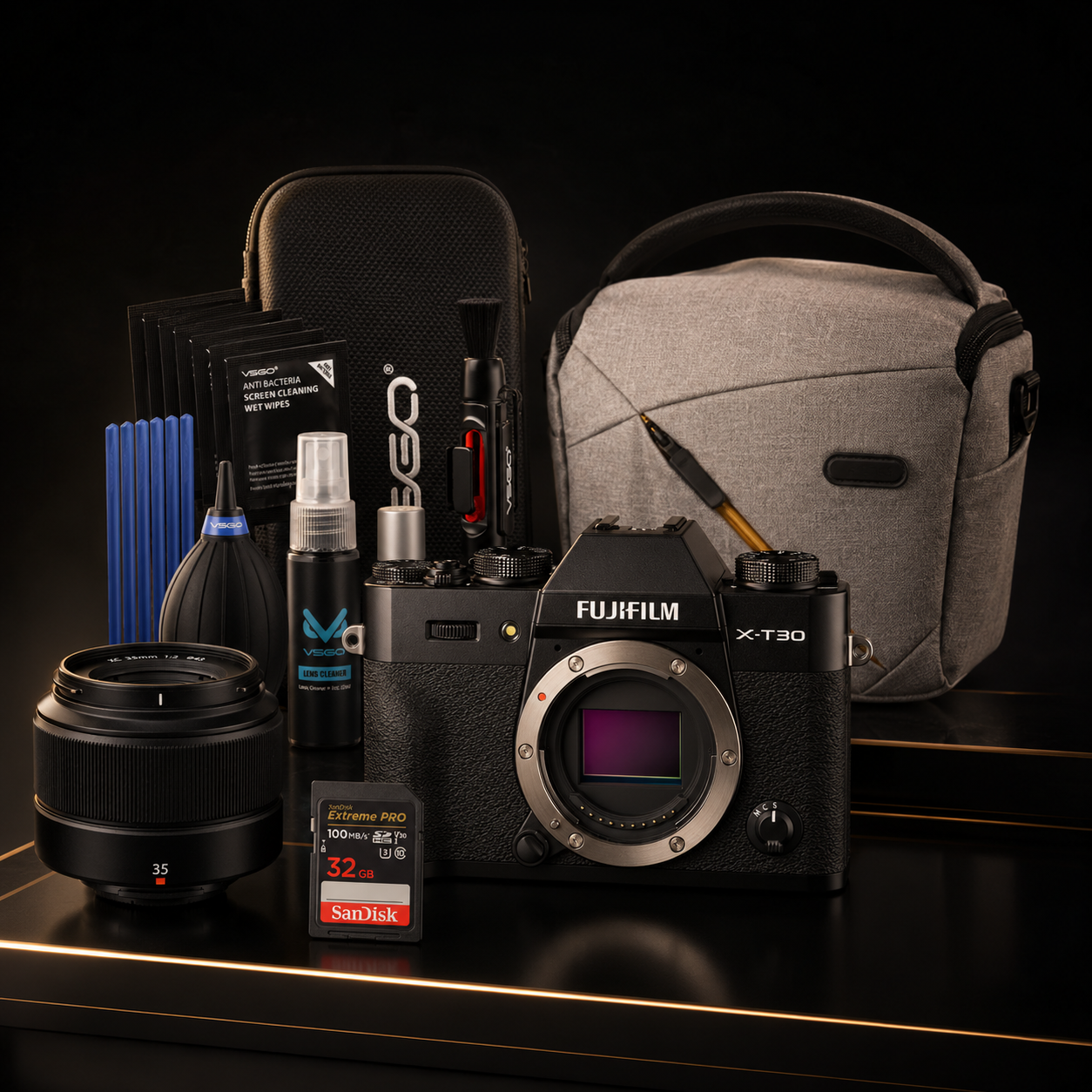 Fujifilm X-T30 III Starter Bundle with XC 13-33mm OIS Lens - Black