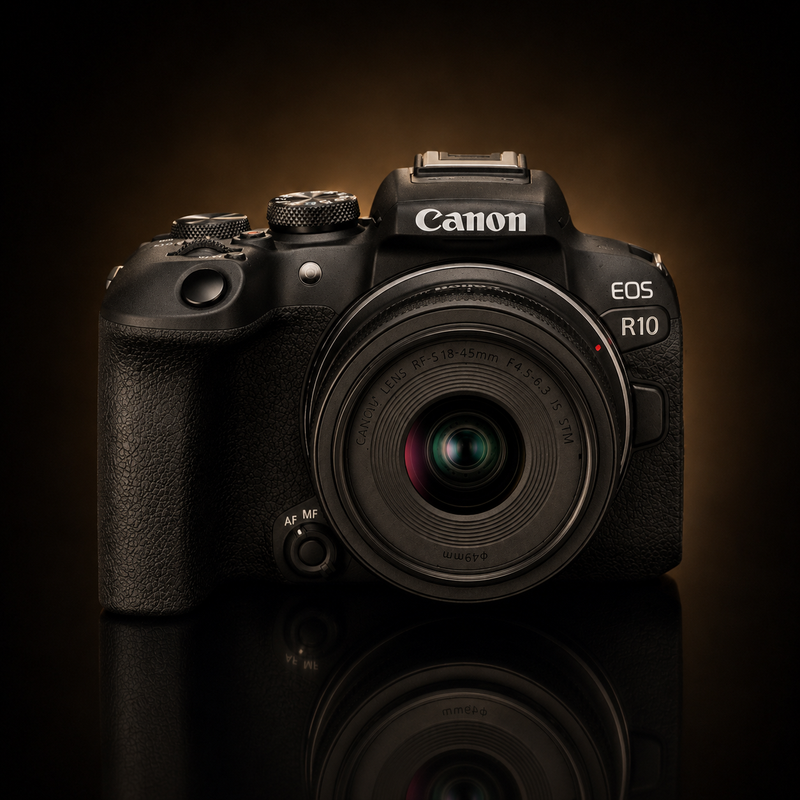 Canon EOS R10 Mirrorless Camera Twin Lens Kit with RF-S 18-45mm & RF-S 55-210mm IS STM Lenses + Bonus LP-E17 Battery – Black